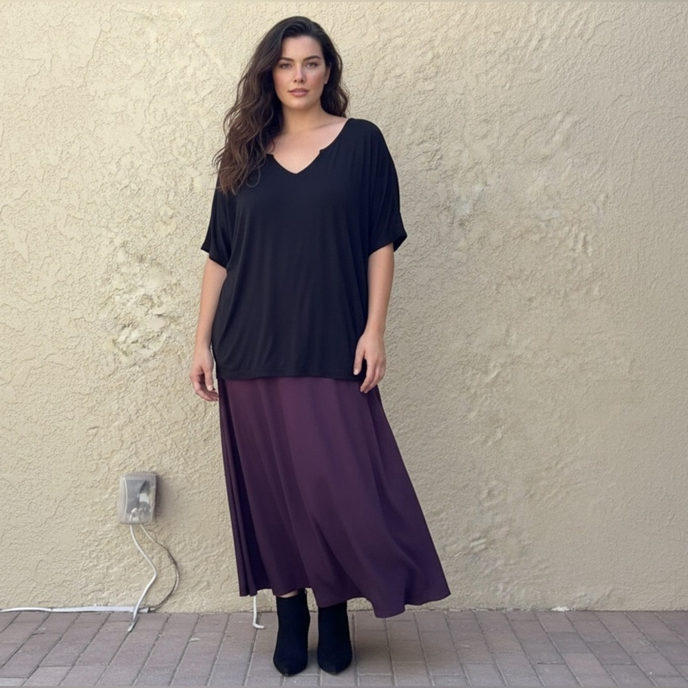 Laurie Felt LA Women's Black Ruched Sleeve Top Size 3X new with tags